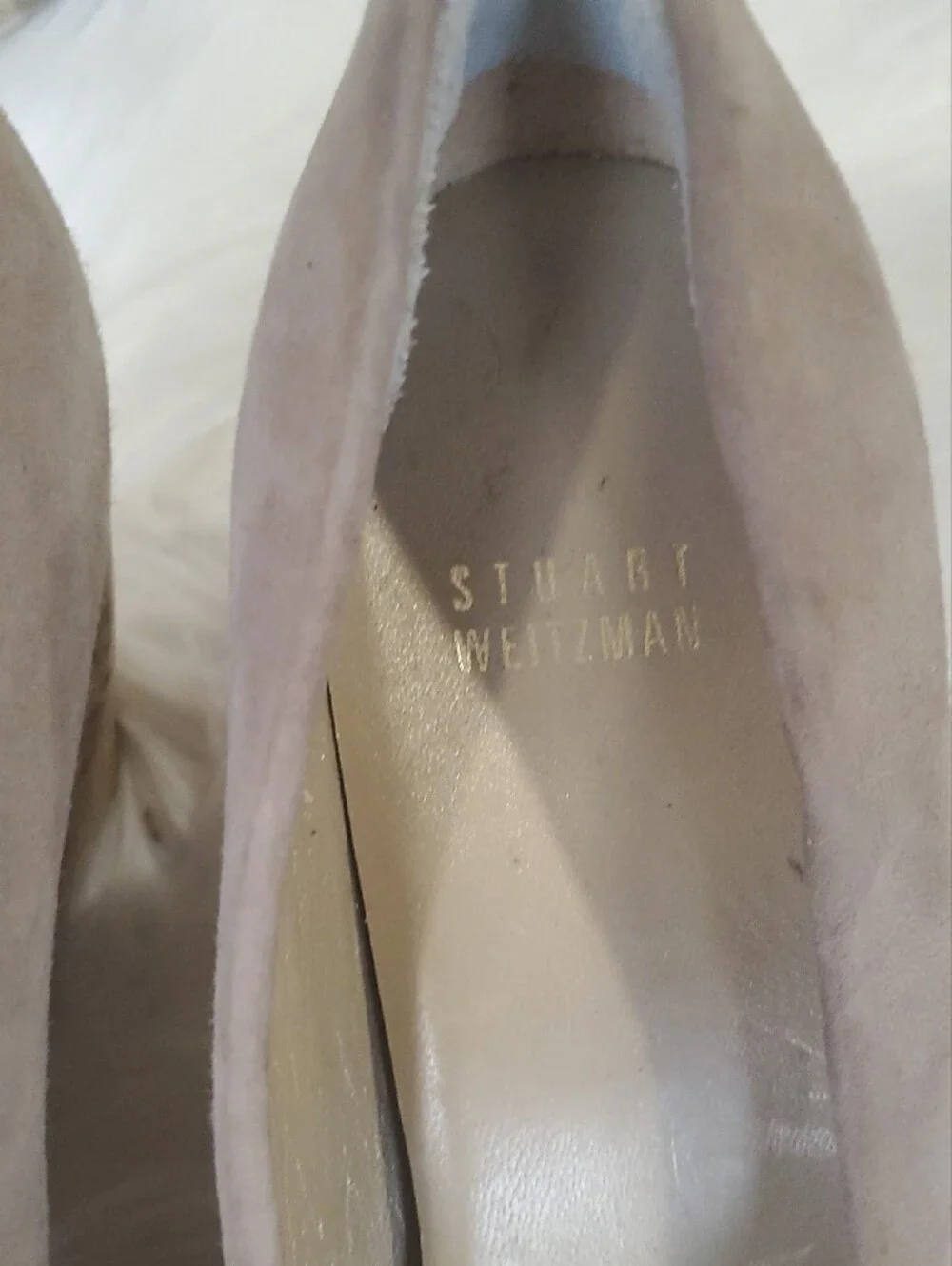 Stuart Weitzman Taupe Suede Cork Wedge Pumps Open Toe Size 9.5 - Picture 6 of 13